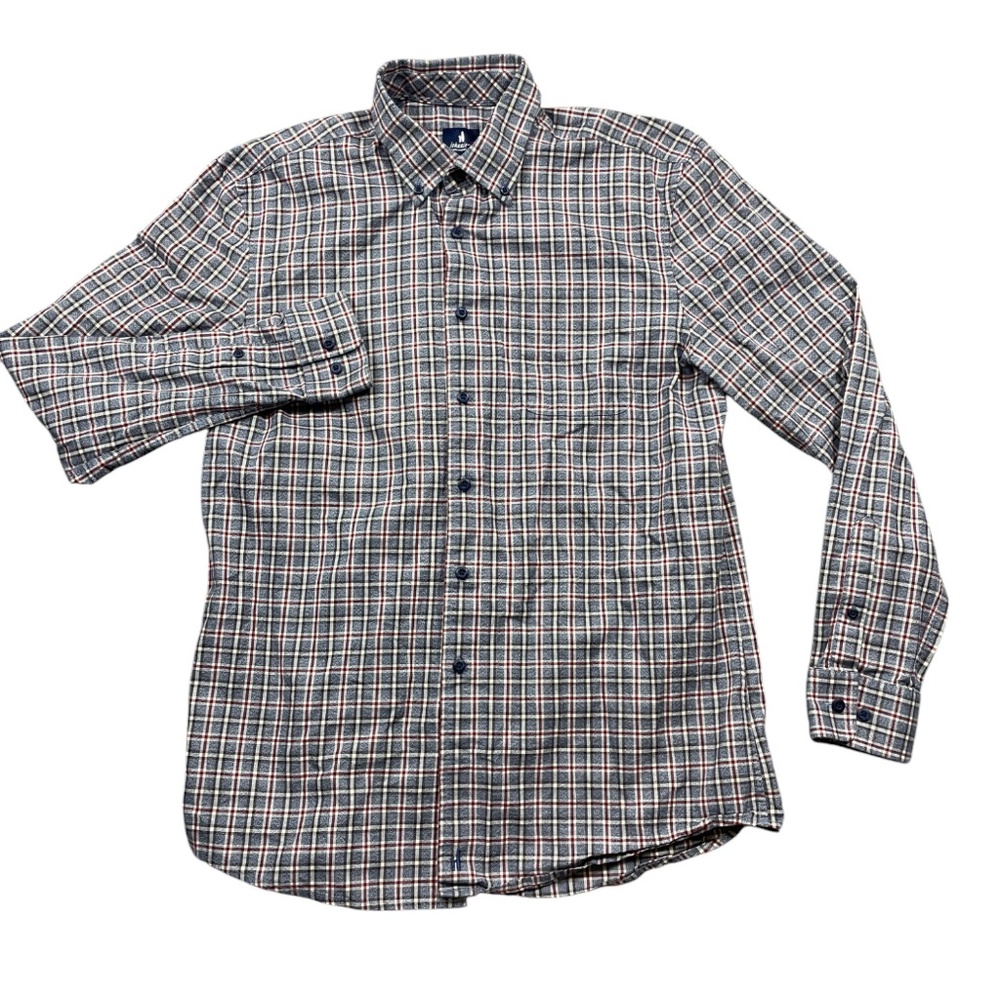 Johnnie-O Medium‎ Button Down Celo Plaid 100% Cotton Color: Wake
